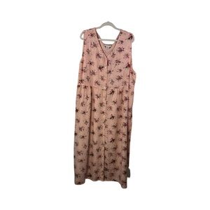 Serengeti Women’s Pink Floral Sleeveless Midi Dress Size 2X Romantic Whimsical
